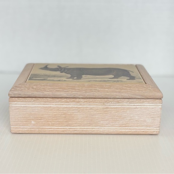 Vintage Kimberly Enterprises Art Tile Rhinoceros Jewelry Music Box - Picture 4 of 12